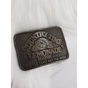 Country Time Lemonade Brass Belt Buckle Vintage Advertising Fruit Farmer‎